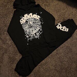 black and white Sp5der hoodie